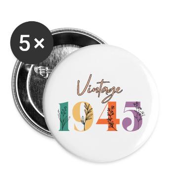Vintage 1945 Floral - Buttons large 2.2''/56 mm (5-pack) - white - Front