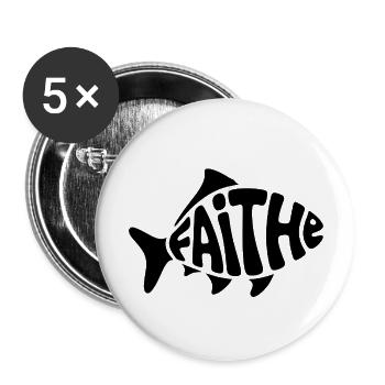 Dieu Poisson - Logo Chrétien - Lot de 5 grands badges (56 mm) - blanc - Devant
