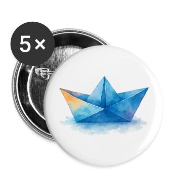 papierboot aquarell - Buttons groß 56 mm (5er Pack) - Weiß - Vorne