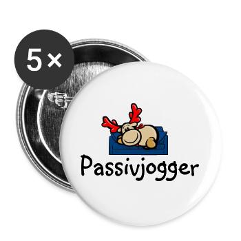 Le renne Elmondo sur le canapé en tant que joggeur passif - Lot de 5 grands badges (56 mm) - blanc - Devant
