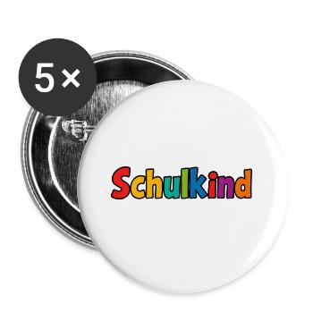 Schulkind bunt - Buttons groß 56 mm (5er Pack) - Weiß - Vorne