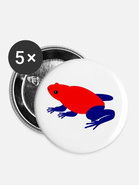 Erdbeer Pfeilgiftfrosch Tierkunst - Buttons groß 56 mm (5er Pack) - Weiß