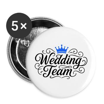 Wedding Team Hochzeit - Buttons groß 56 mm (5er Pack) - Weiß - Vorne
