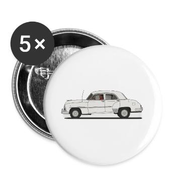 Klassisches Retro-Auto in Schwarz und Weiß - Buttons groß 56 mm (5er Pack) - Weiß - Vorne