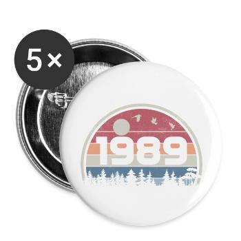 36e Anniversaire 1989 Fête Anniversaire 1989 Rétro - Lot de 5 grands badges (56 mm) - blanc - Devant