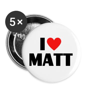 I love Matt Red Heart Love Fan Gift - Buttons large 2.2''/56 mm (5-pack) - white - Front