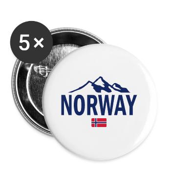Norvège - Norvège - Norvège - Drapeau - Scandinavie - Lot de 5 grands badges (56 mm) - blanc - Devant
