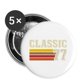 Retro Classic 77 – Born 1977 Vintage Birthday - Buttons large 2.2''/56 mm (5-pack) - white - Front