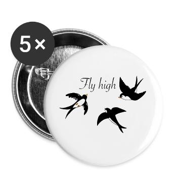 Hirondelles élégantes en vol avec nuage - Lot de 5 grands badges (56 mm) - blanc - Devant