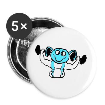 Caterpillar Bodybuilder Musculation Strong Fitness Gym - Lot de 5 grands badges (56 mm) - blanc - Devant