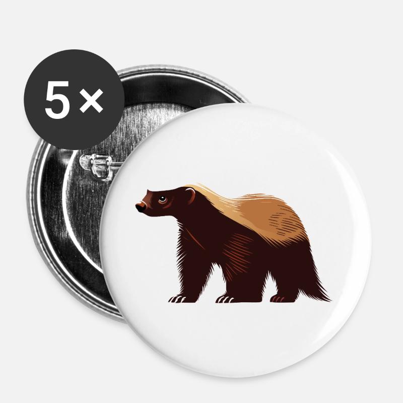 Honey badger - Buttons large 2.2''/56 mm (5-pack) - white