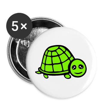 turtle cute smiling happy funny - Buttons large 2.2''/56 mm (5-pack) - white - Front