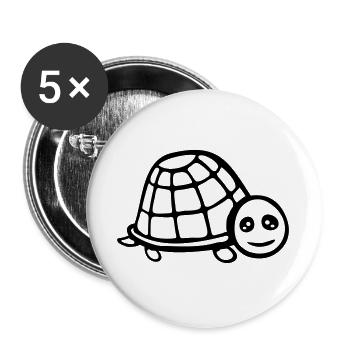 turtle cute smiling happy funny - Buttons large 2.2''/56 mm (5-pack) - white - Front