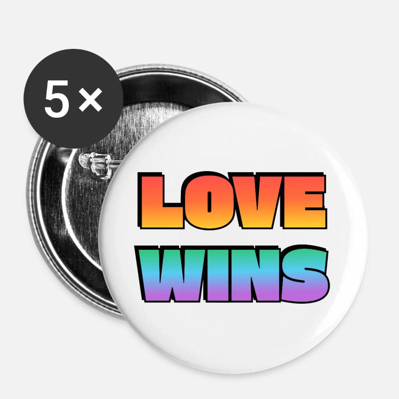 Love Wins Gradient Bold Text - Buttons large 2.2''/56 mm (5-pack) - white