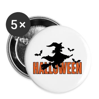 Halloween Hexe - Buttons groß 56 mm (5er Pack) - Weiß - Vorne