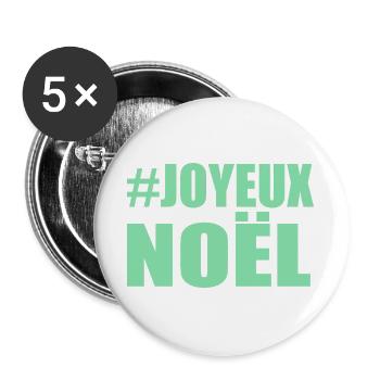 WEIHNACHTEN. FROHE WEIHNACHTEN. FROHE WEIHNACHTEN. WEIHNACHTSMANN - Buttons groß 56 mm (5er Pack) - Weiß - Vorne