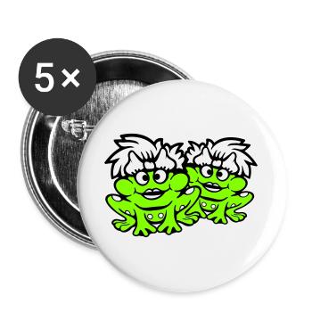 2 Frösche Pärchen Frauen Kröte Lustig Verliebt Süß - Buttons groß 56 mm (5er Pack) - Weiß - Vorne