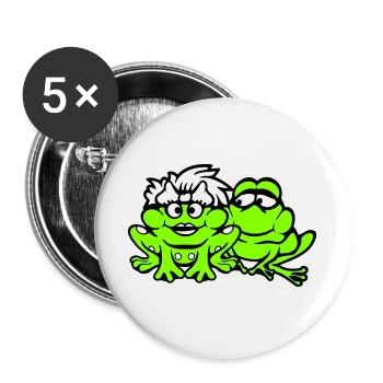 2 grenouilles couple femme homme crapaud drôle amoureux - Lot de 5 grands badges (56 mm) - blanc - Devant