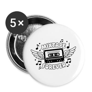 Mixtape Forever Flügelkassette - Buttons groß 56 mm (5er Pack) - Weiß - Vorne