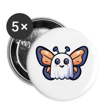 Papillon Halloween Fantôme - Lot de 5 grands badges (56 mm) - blanc - Devant