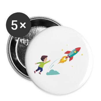 Kid Rocket Launch Adventure - Buttons large 2.2''/56 mm (5-pack) - white - Front