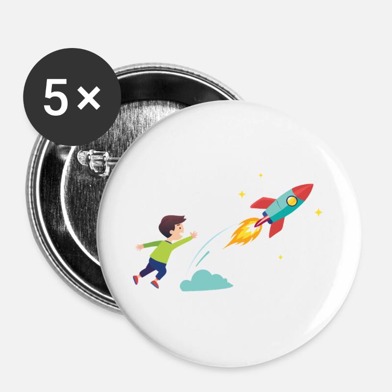 Kid Rocket Launch Adventure - Buttons large 2.2''/56 mm (5-pack) - white