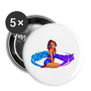 Music_is_My_Life - Lot de 5 grands badges (56 mm) - blanc - Devant