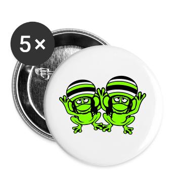 2 Frogs Reggae Music Rasta Hair Hat Jamaica - Buttons large 2.2''/56 mm (5-pack) - white - Front