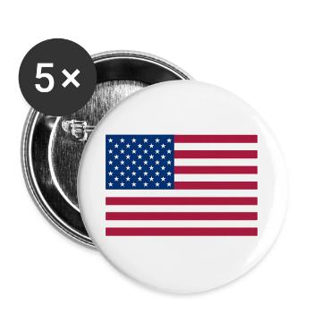 Drapeau Americain Rouge Foncé - Lot de 5 grands badges (56 mm) - blanc - Devant