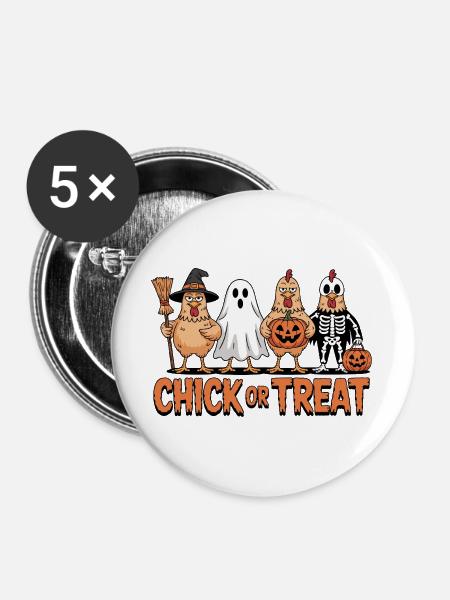 Huhn Geist Kürbis Kostüm Print - Buttons groß 56 mm (5er Pack) - Weiß