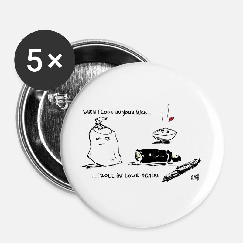 Roll in Love 2 - Buttons large 2.2''/56 mm (5-pack) - white