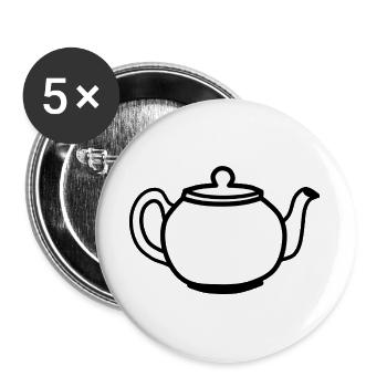 Théière - Lot de 5 grands badges (56 mm) - blanc - Devant