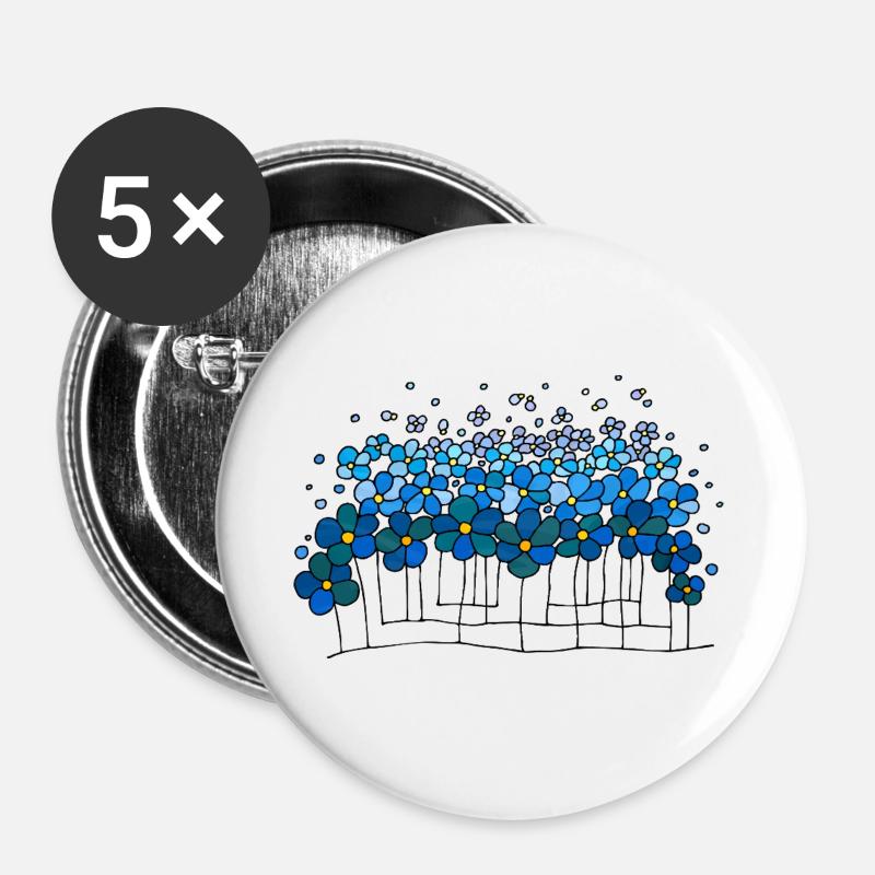 Blumen - Buttons groß 56 mm (5er Pack) - Weiß