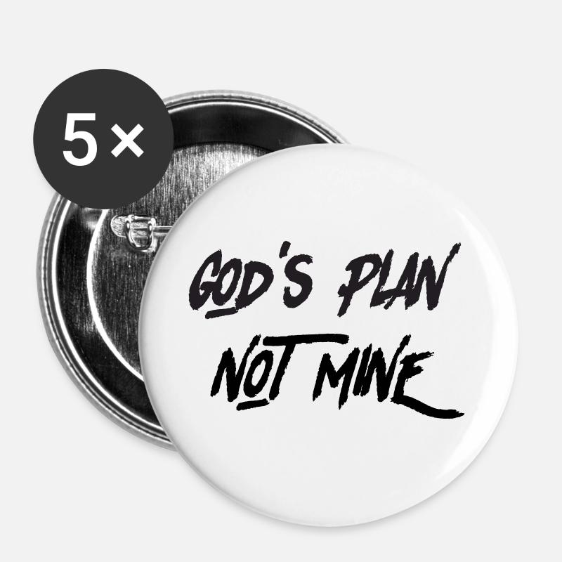 God’s Plan, Not Mine – Christian Faith & Trust T-S - Buttons large 2.2''/56 mm (5-pack) - white