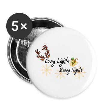 Flocons de neige dorés Cozy Mug design - Lot de 5 grands badges (56 mm) - blanc - Devant