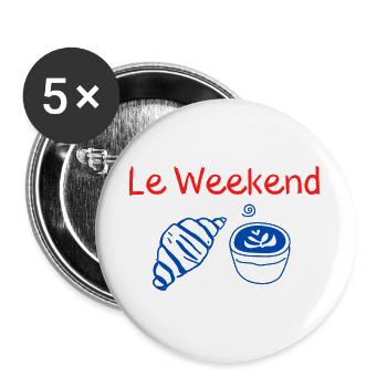 The Croissant and Blue Coffee Weekend - Buttons large 2.2''/56 mm (5-pack) - white - Front