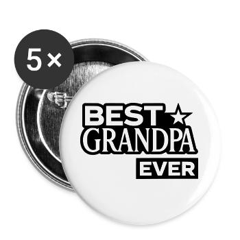 Meilleur grand-père avec une star - Meilleur grand-père - Lot de 5 grands badges (56 mm) - blanc - Devant