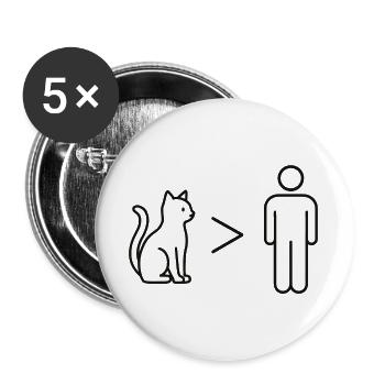 Cats over men - Design von Vany schreibt - Buttons groß 56 mm (5er Pack) - Weiß - Vorne