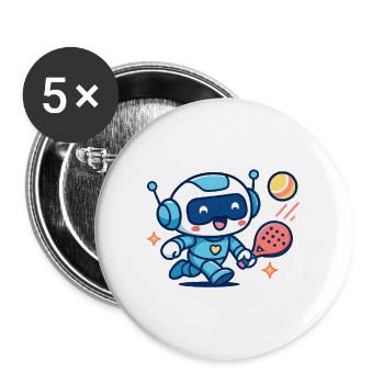 Kawaii Futuristic Blue Tennis Robot - Buttons large 2.2''/56 mm (5-pack) - white - Front