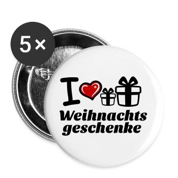 I Love Weihnachtsgeschenke  - Buttons groß 56 mm (5er Pack) - Weiß - Vorne