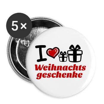 I Love Weihnachtsgeschenke  - Buttons groß 56 mm (5er Pack) - Weiß - Vorne