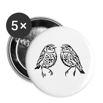 lustige Vögel Vogel T-shirt Geschenk  - Buttons groß 56 mm (5er Pack) - Weiß - Vorne