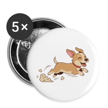 Puppy run - Buttons large 2.2''/56 mm (5-pack) - white - Front