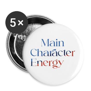 Main Character Energy colorful smilie - Buttons large 2.2''/56 mm (5-pack) - white - Front