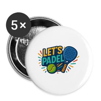 Le motif du padel laisse le padel - Lot de 5 grands badges (56 mm) - blanc - Devant