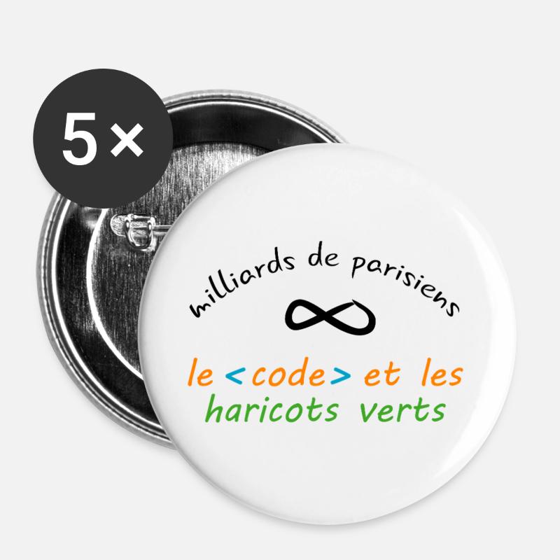 8_milliards_de_parisiens_le_code_et_les_haricot - Buttons groß 56 mm (5er Pack) - Weiß