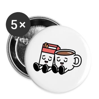 Café et cigarettes - Petit-déjeuner balkanique drôle - Lot de 5 grands badges (56 mm) - blanc - Devant