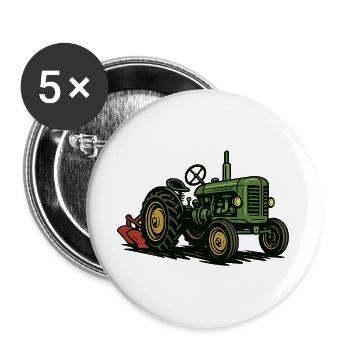 Green tractor in the light of agriculture - Buttons large 2.2''/56 mm (5-pack) - white - Front