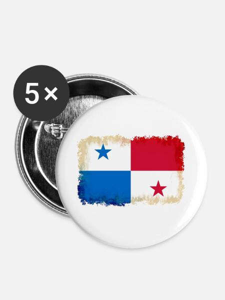 Panama als Panama - Buttons groß 56 mm (5er Pack) - Weiß