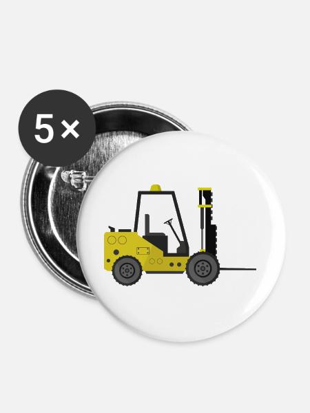 Gabelstapler - Buttons groß 56 mm (5er Pack) - Weiß